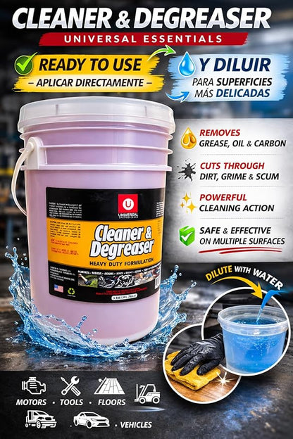 Heavy Duty Degreaser-Industrial Strength Cleaner for Kitchen, Oven, Grill & Engine-Remove Grease, Oil, Carbon & Grime-Ready to Use (5 Gallons/Pail)