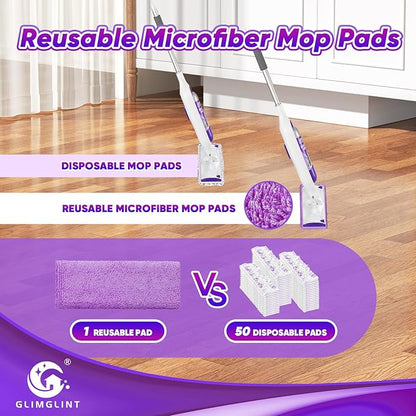 GLIMGLINT 16 Pack Reusable Microfiber Mop Pads Compatible with Swiffer PowerMop, 13 ''-15 '' Spray Mop- Washable Pads for Multi-Surface Floor Cleaning