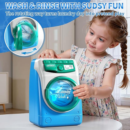 Toy Cleaning Set for Toddlers 1-3, Kids Cleaning Toy with Toddler Vacuum Cleaner, Toy Washing Machine, Small Iron, Light and Sound, Pretend Play Birthday Gifts for 3 4 5 6 7 8 Year Old Girl