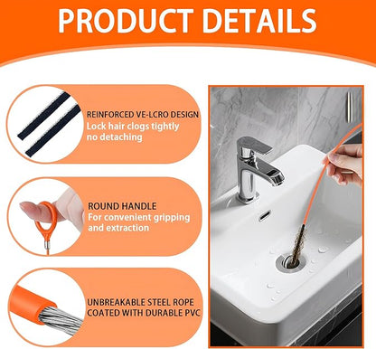 Drain Clog Remover,5 Pack 31.88inch Drain Snake Hair Removal Tool,Shower Sink Unclogger Tool,Hair Catcher Auger Cleaner Tool for Toilet,Kitchen Sink,Bathroom Tub,Floor Drains,Sewer,Pipe Drains Opener