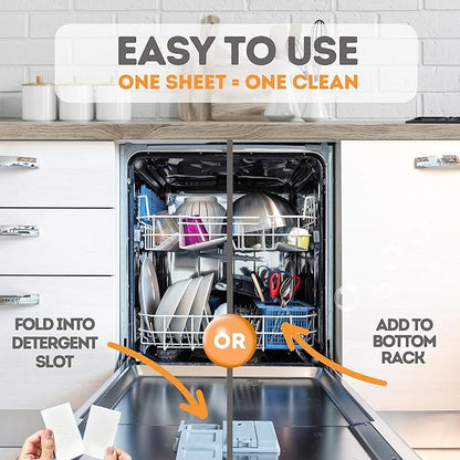 Dishwasher Detergent Sheets, 120 Washes, Natural Dishwasher Detergent Liquid, No Plastic or Phosphate Septic & Gray Water Safe, Organic, No Mess, Use in Dishwasher or Sink