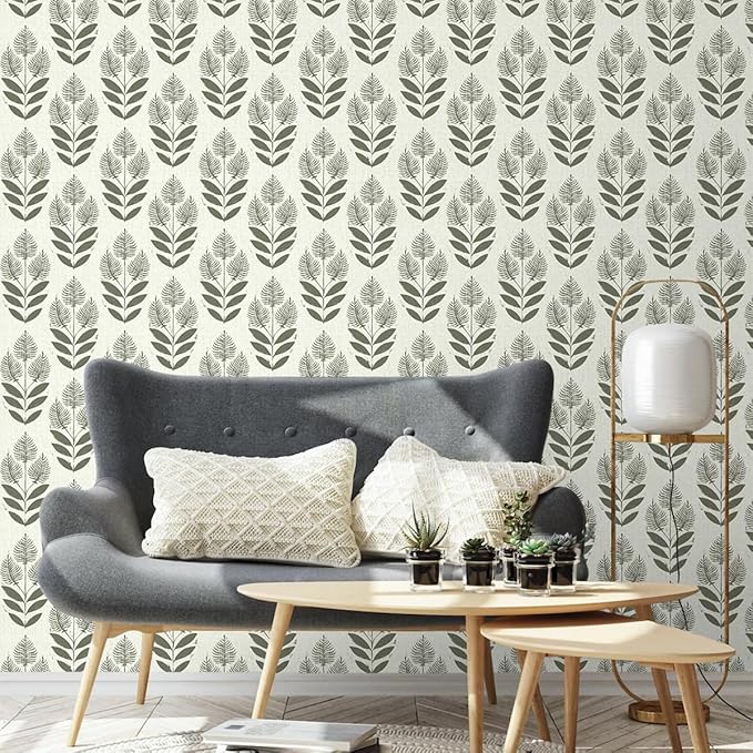 Naphite Tulip Floral Peel and Stick Wallpaper Vintage Leaf Contact Paper for Cabinet Drawer Boho Contact Paper Self Adhesive Wallpaper for Bathroom Farmhouse Retro Flower Wall Decor 17.3inW 590inL