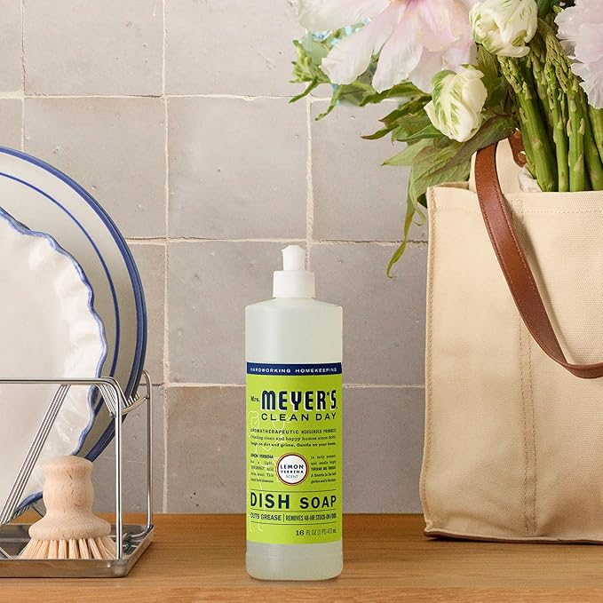 MRS. MEYER'S CLEAN DAY Liquid Dish Soap, Lemon Verbena, 16 fl. oz - Pack of 3