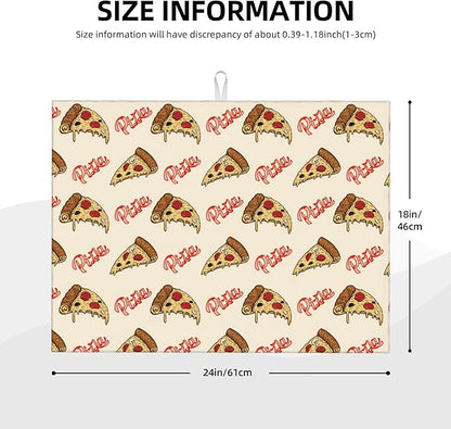 Cute Pizza Food Microfiber Dish Drying Mat for Kitchen Counter 18"x24" Funny Dishes Pad Dish Drainer Rack Mats Washable Absorbent Fast Dry