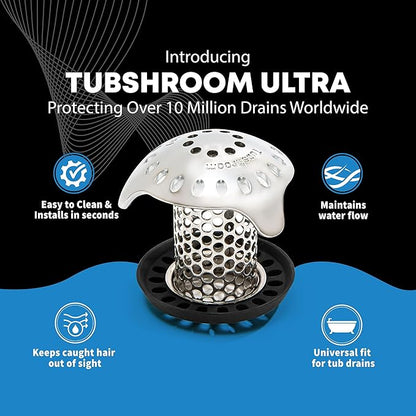 TubShroom Ultra Revolutionary Bath Tub Drain Protector Hair Catcher/Strainer/Snare, Stainless Steel, Stainless Combo