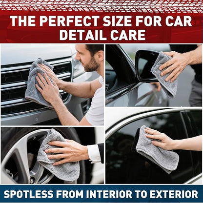 Gray Microfiber Cleaning Cloths Bulk-400 Pack, Gray Microfiber Towels for Cars, Ultra Absorbent Wash Cloths, Lint-Free Streak-Free Microfiber Towels Bulk for Cars, 12x12 inches