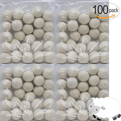 Wooland Wholesale Bulk Laundry XL Premium Wool Dryer Balls - 100% New Zealand Organic Wool Natural Fabric Softener for Sensitive Skin, Babies (100 Count)