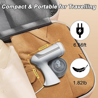 BUNUD Handheld Steamer for clothes 1500W: 20S Heat-up Garment Clothes Steamer with 300ml Water Tank - Portable Fabric Wrinkle Remover - Steam Iron 2 In 1 with Brush for Home/Office/Travel (White)