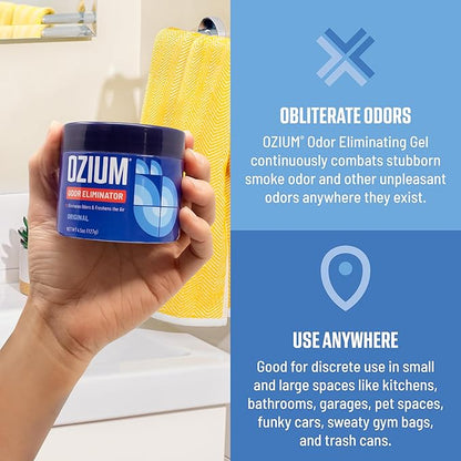 Ozium 8 Oz. 1 Pack Odor Eliminating Gel for Homes, Cars, Offices and More
