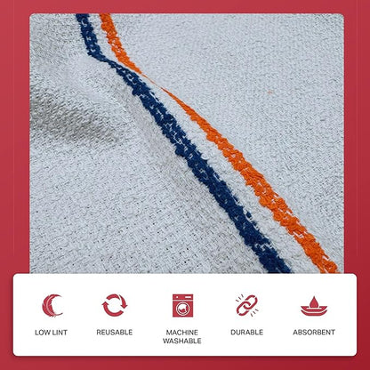 Angel-in-Armor White Striped Terry Cloth Rags (16" x 19") – 8x4lb Bulk Box of Cotton Cleaning Towels – Reusable Terry, Bar, Kitchen, Cleaning, Shop Rags – Low-Lint & Washable