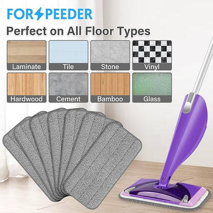 Reusable Mop Pads for Swiffer WetJet, Wet Pads Refills for 12'' Spray Mop, Microfiber Refill Machine Washable Up to 100+ Floor Cleaning for All Kinds of Floor Types, 7 Pack