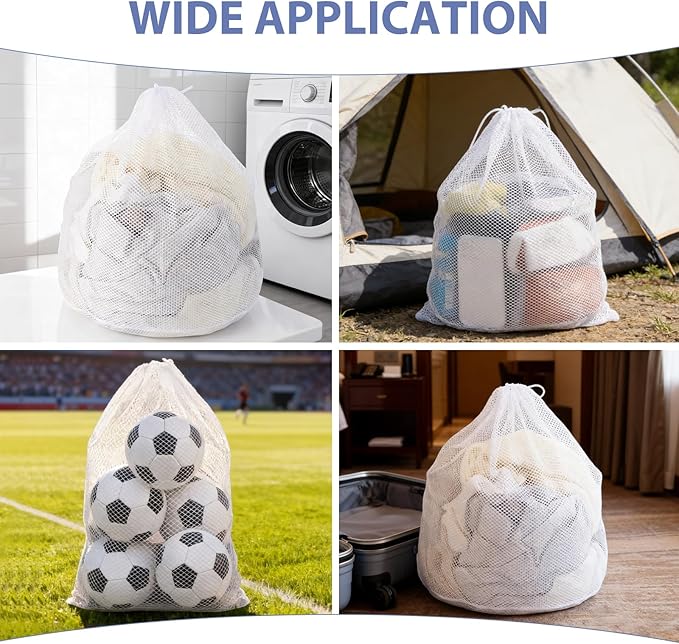 3 Pcs Sturdy Mesh Laundry Bags Large Mesh Laundry Bag 23.6 x 31.5 Inches with Drawstring Closure Washing Machine Bags for Delicates Suitable for Clothes Bed Linen Travel and Family Use