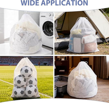 3 Pcs Sturdy Mesh Laundry Bags Large Mesh Laundry Bag 23.6 x 31.5 Inches with Drawstring Closure Washing Machine Bags for Delicates Suitable for Clothes Bed Linen Travel and Family Use