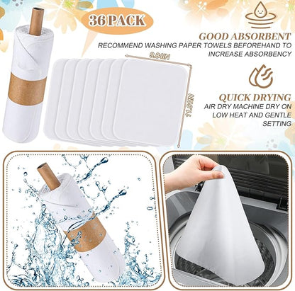 36 Pack Classic Reusable Cleaning Cloths Washable Cotton Kitchen Towels for Home(White)
