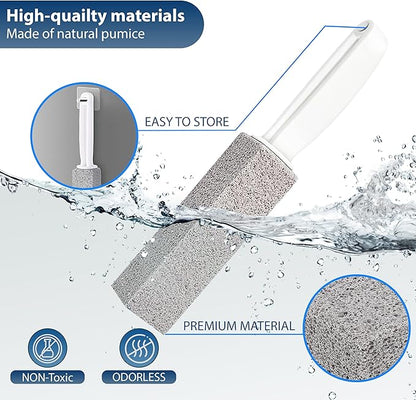 2 Pack Ring King Pumice Stone Toilet Bowl Cleaner with Handle, Hard Water Build up Remover, Removes Stubborn Limescale from Tile, Shower Door and Bathtubs. Best Calcium, Lime, and Rust Remover.
