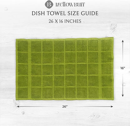 100% Cotton Terry Dish Cloth & Dish Towel, 6 Pack, Super Soft and Absorbent Kitchen Towels, Perfect for Kitchen Cleaning and Dish Washing (Green (DT and DC Combo))