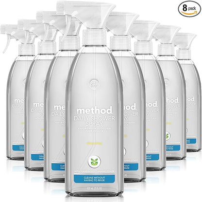 Method Daily Shower Cleaner Spray; Spray and Walk Away - No Scrubbing Necessary; Ylang Ylang Scent; 28 Fl oz (Pack of 8); Packaging May Vary