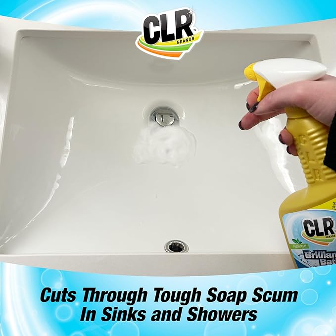 CLR Brilliant Bath Foaming Action Bathroom Cleaner Spray - For Use on Toilets, Baths, Showers, Sinks, Glass, Stainless Steel - Lavender Scent, 26 Ounce Bottle (Pack of 6)