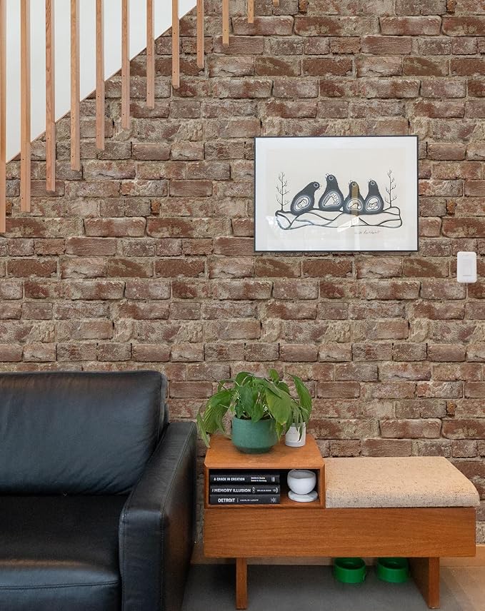 Red Brick Wallpaper Peel and Stick Faux Brown Brick Contact Paper 393inL 17.3inW Self Adhesive Fireplace Wallpaper for Bedroom Kitchen Backsplash Waterproof Red Chimney Contact Paper for Walls