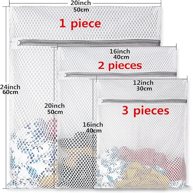 Mesh Laundry Bags for Delicates, Honeycomb Design, 3-Piece Set (3 sizes)