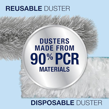 Bona High Performance Dusting System - 1 Compact Handle, 5 Disposable Dusters, & 1 Reusable Duster - Compact Dusting Kit Removes Dust & Pet Hair