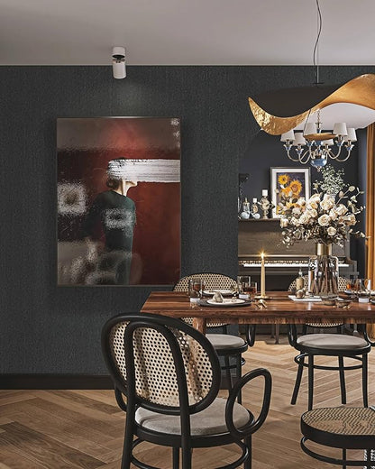 Heroad Grey Peel and Stick Wallpaper Modern Contact Paper Dark Grey and Black Wall Paper Renter Friendly Removable Vinyl Self-Adhesive Waterproof for Bathroom Bedroom Cabinet and Drawer 15.7" x 393"