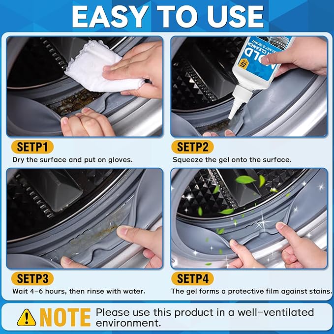 HomeMold Stain Remover Gel, Effective Washing Machine Cleaner for Front Load Washer, All-Purpose Cleaning Gel for Penetrating for Bathroom, Shower and Bathtub Tile Grout (5 Floz) (5.0 Fl Oz)