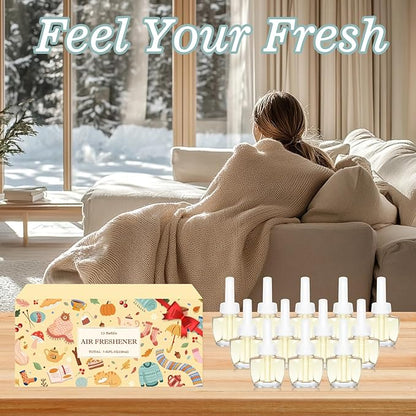 Plug-In Air Freshener Refills 12 Pack - Holiday Scents with Sweet Home, Frosted Donut, Mistletoe, Candy Canes - Wall Plug in Refills 7.92 Fl Oz - Compatible with Air Wick & Glade, Not for Glade Plus