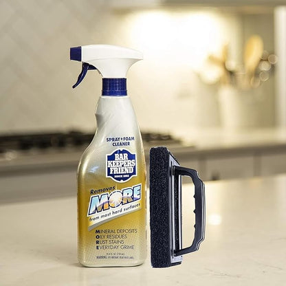 Daily Shower Spray Kit with 2 Items, Hard Water Spray Foam Cleaner with Glass Stain Remover Scrub Brush. An All In One Shower Cleaner Spray Solution
