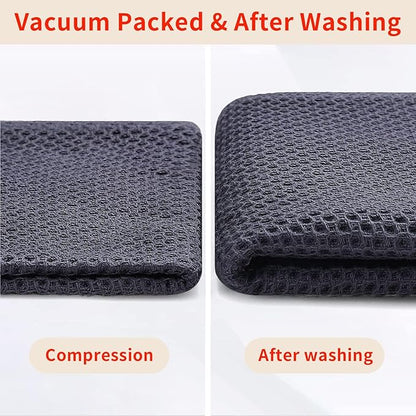 Homaxy 100% Cotton Waffle Weave Kitchen Dish Towels, Ultra Soft Absorbent Quick Drying Cleaning Towel, 20x28 Inches, 12-Pack, Dark Grey