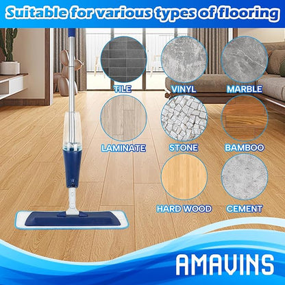 AmaVins 3 Pack Microfiber Cleaning Pads, Reusable Microfiber Mop Pads for 18 Inch Mop, Hardwood Floor Replacement Cleaning Mop Pads, Machine Washes