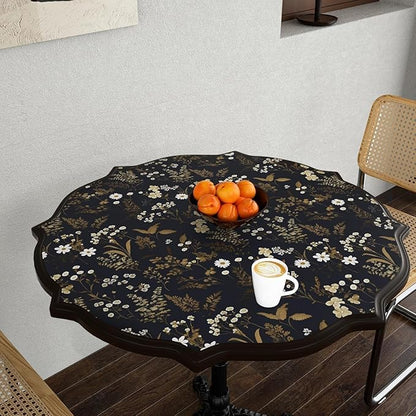 Laatse Dark Floral Wallpaper Peel and Stick 17.5in x 197in Vintage Navy Gold Leaf Wallpaper Vinyl Waterproof Self-Adhesive Dark Blue Botanical Wall Paper Mural for Bookcase Bedroom Cabinet Decor