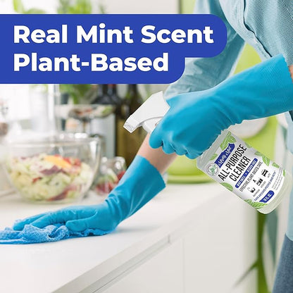 Mighty Mint All-Purpose Cleaner Spray – Plant-Based, Multi-Surface Cleaning for Kitchen, Bathroom & Home – Cuts Grease, Dirt & Grime - Peppermint Scent, 16 oz