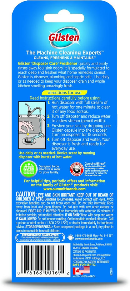 Glisten Garbage Disposer Freshener, Lemon Scent, 6-Pack