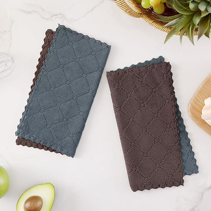 Homaxy 12 Pack Kitchen Cloths Dish Towels (10" x 10", Dark Grey & Brown), Super Soft and Absorbent Dish Cloths, Coral Velvet Microfiber Cleaning Cloth, Nonstick Oil Fast Dry Dishcloths