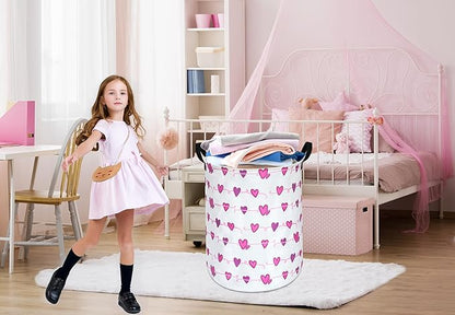 Round Laundry Hamper Storage Basket Bins Clothes Nursery Hamper for Home, Gift Storage Bins with Handles