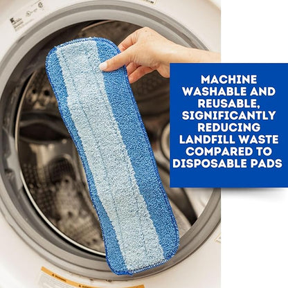 Quick Shine Spray Mop Refill Pad 6Pk 15"W x 5.5"D | Washable & Reusable | Dual Action Scrubbing Strips for Thorough Cleaning | Highly Absorbent Microfiber | Use w/Quick Shine Multi-Surface Spray Mop