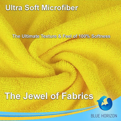 Yellow Microfiber Cleaning Towels, 36-Pack Dual-Sided Ultra Soft Plush Washcloth, Professional Grade Premium Microfiber Detailing Cleaning Cloths, Car, Household and Commercial (Yellow, 16" x 16")