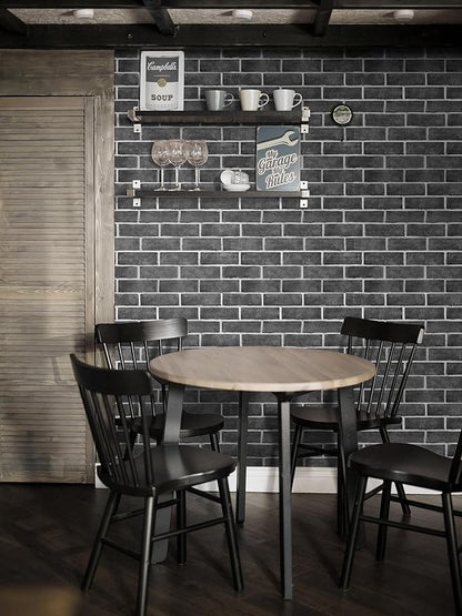 HeloHo 196.8"X17.7" Grey Brick Wallpaper Peel and Stick Self-Adhesive Removable 3D Textured Wall Paper for Kitchen Backsplash Living Room Bedroom Decor