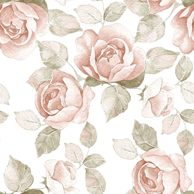 Heroad 16.1''x393'' Vintage Floral Peel and Stick Wallpaper Flower Contact Paper Retro Wall Paper Waterproof Removable Self Adhesive Wallpaper for Bedroom Living Room Cabinet Rose Decor Vinyl Roll