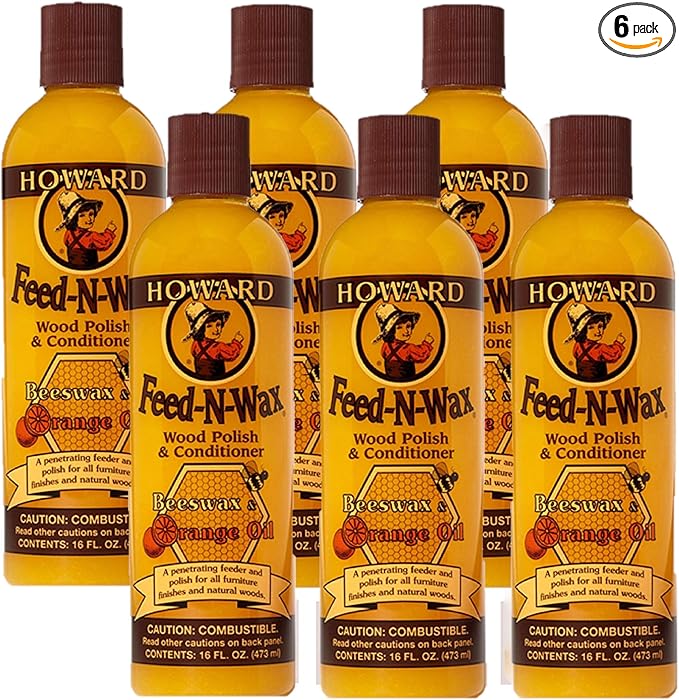 Howard Products Feed-N-Wax Wood Polish & Conditioner, Orange (6, 16 oz)