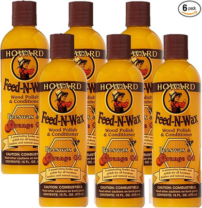 Howard Products Feed-N-Wax Wood Polish & Conditioner, Orange (6, 16 oz)