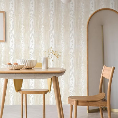 Yun-aeon White and Gold Wood Contact Paper 17.3"x80" Rustic Wooden Peel and Stick Wallpaper Removable Self-Adhesive Wallpaper Wood Grain Contact Paper for Countertops Cabinets