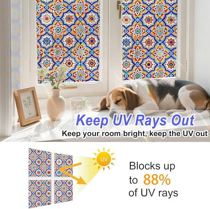 Rainbow Window Privacy Film,Heat Control,UV Blocking,Anti-Glare,Day & Night Privacy Protection & Decoration for Home, Bathroom,Glass Door,Static Cling,Renter-Friendly with Installation Tools