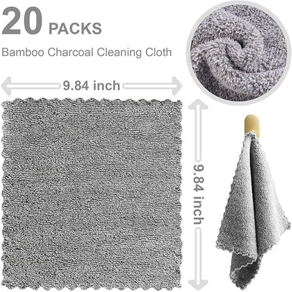 20 Pack Super Absorbent Dish Cloths Coral Velvet Microfiber Kitchen Towels Lint-Free Nonstick Oil Reusable Washable Fast Drying Rags 9.84"x9.84" Multipurpose Cleaning Dishcloths for Dishes Countertops