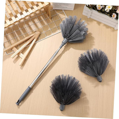 HEALLILY Ceiling Fan Duster Extendable Pole Cleaning Heads Web Remover for Indoor Outdoor Cleaning