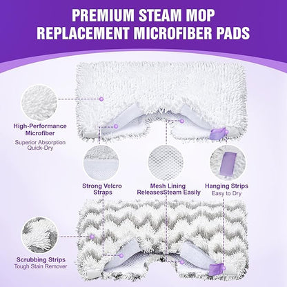 8-Pack S3501 S3601 Steam Mop Replacement Pads Compatible with Shark Steam Pocket Mops S3501 S3601 S3550 S3801 S3901 S3601D S3801CO S3901D S3455K S2902 SE450, Washable Microfiber Mop Pads Reusable