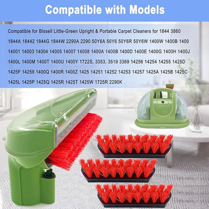 Upgraded 1400B Little Green 5.3" Detachable Tough Stain Brush Tool Replacement for Bissell Little-Green Upright &Portable Carpet Cleaners for 1400B 4075 3860 1425 2458 3194 3353 Series,1+3 Brush,Green