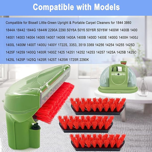 Upgraded 1400B Little Green 5.3" Detachable Tough Stain Brush Tool Replacement for Bissell Little-Green Upright &Portable Carpet Cleaners for 1400B 4075 3860 1425 2458 3194 3353 Series,1+3 Brush,Green