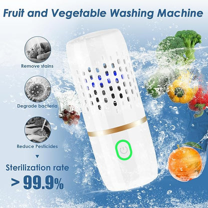 Cudinham Fruit and Vegetable Purifier Cleaner Washing Machine Capsule Shape Disinfection OH-ion Purification Technology for Cleaning Grains Rice Meat Seafood, White